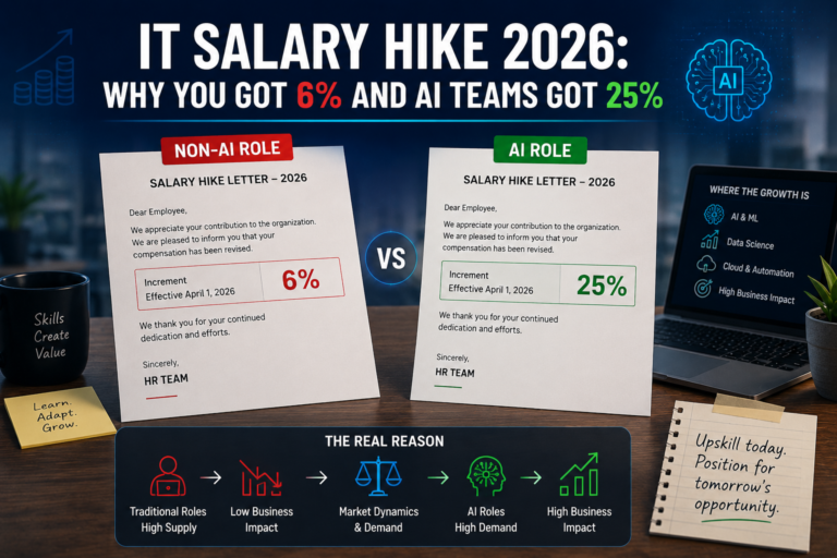 Two IT salary hike letters in 2026 comparing a 6 percent increment with an AI role increment